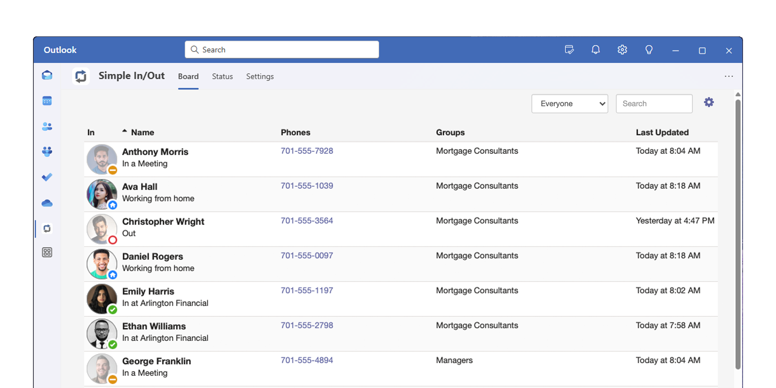 Microsoft Outlook and Simple In/Out